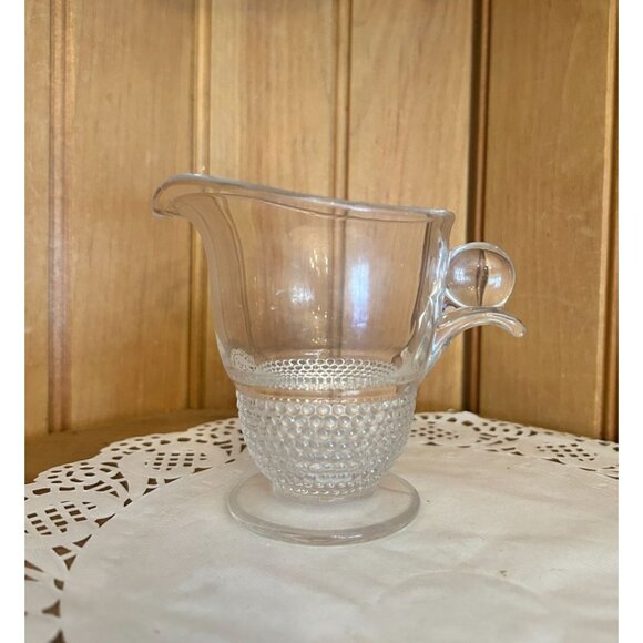 Vintage Duncan Miller Art Deco Clear Teardrop Glass Creamer Solid Ball Handle - Picture 1 of 7